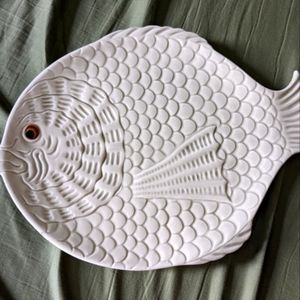 Vintage Fitz And Floyd Off White Fish Platter